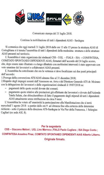 RICEVIAMO E INOLTRIAMO